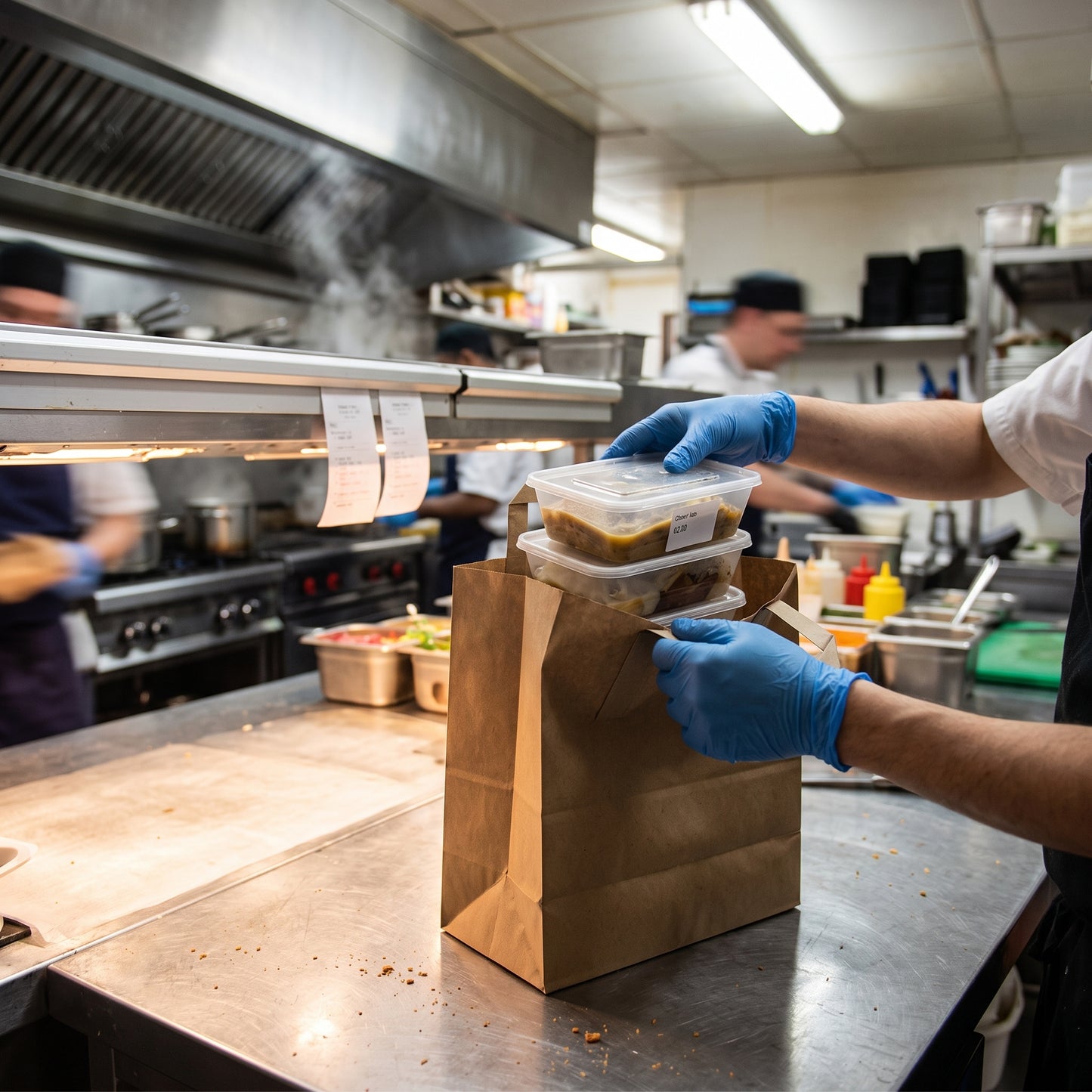 Flat Handle Brown Kraft Paper Bags - Heavy Duty Takeaway Packaging