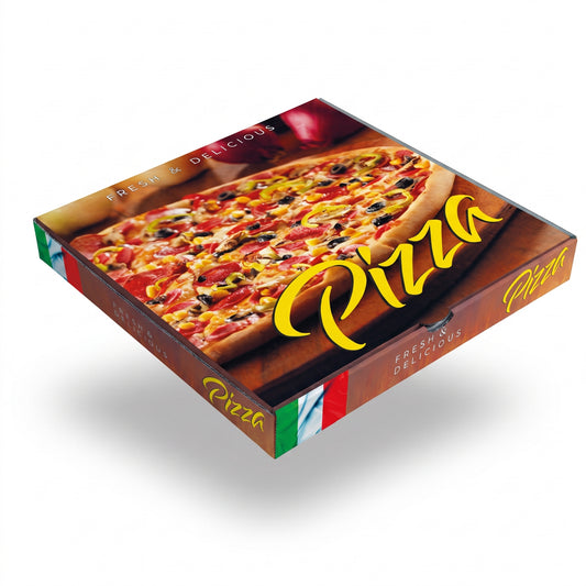 12" Full Colour Printed Pizza Boxes - E-Flute Corrugated