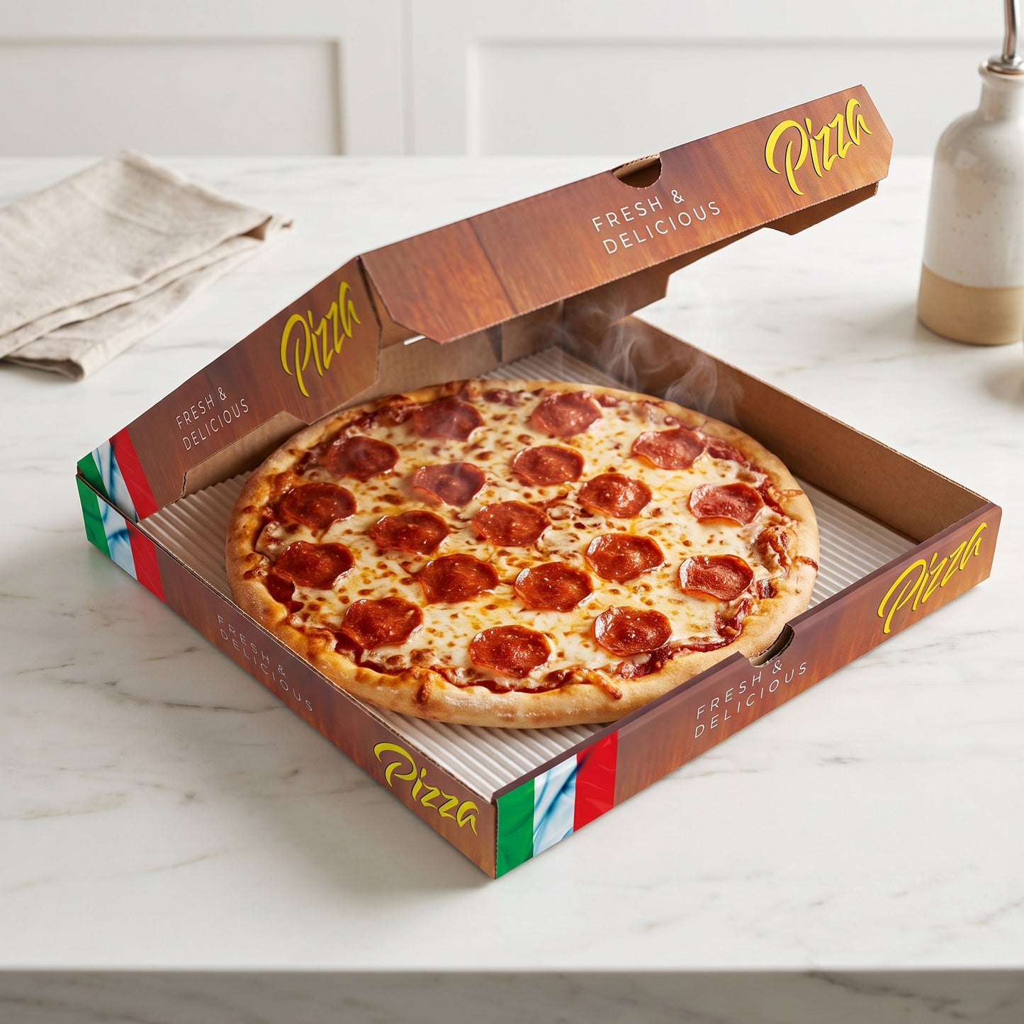 10" Full Colour Printed Pizza Boxes - E-Flute Corrugated