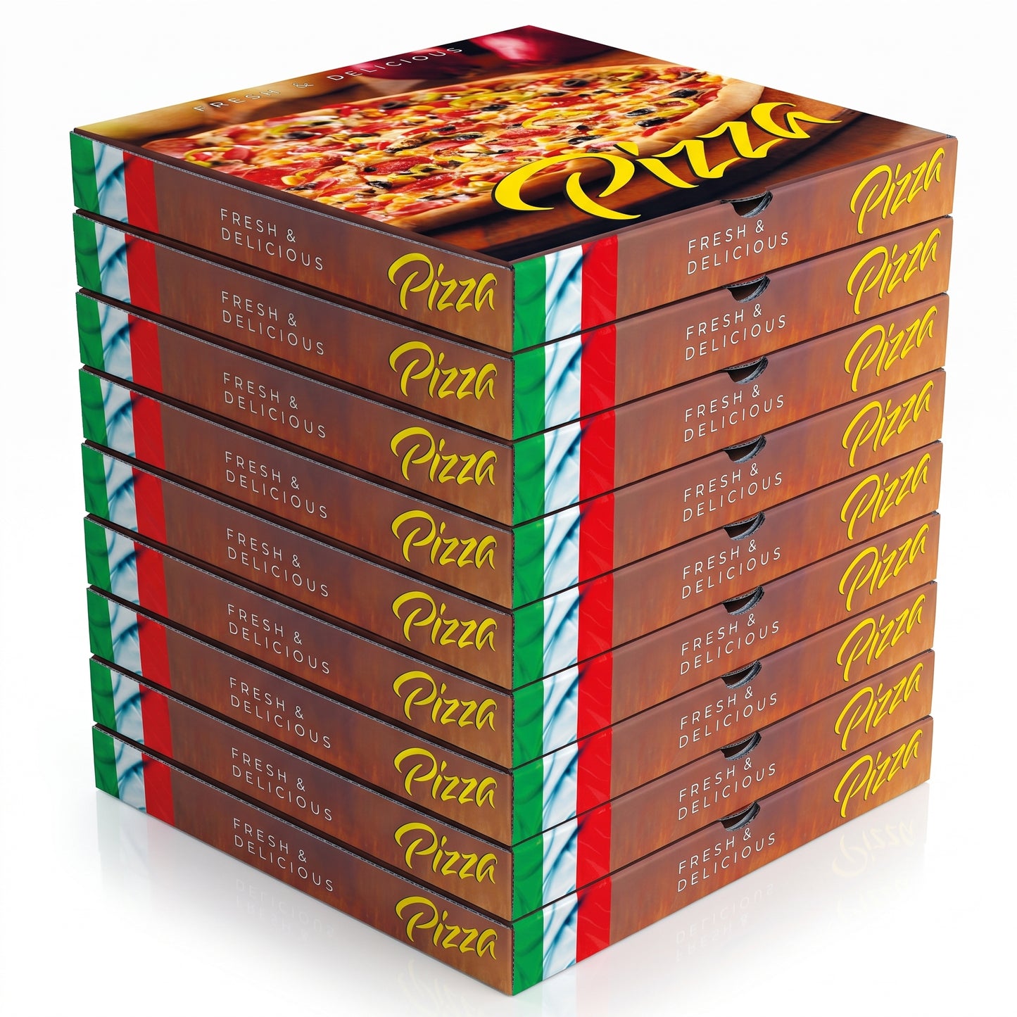 10" Full Colour Printed Pizza Boxes - E-Flute Corrugated